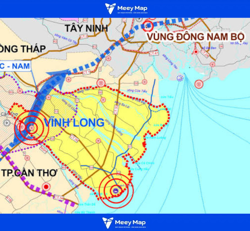 Bản đồ Quy hoạch Giao thông Tỉnh Tiền Giang 12 Bản đồ Cao tốc TP.HCM – Tiền Giang – Bến Tre – Trà Vinh – Sóc Trăng