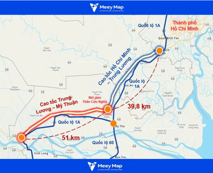 Bản đồ Quy hoạch Giao thông Tỉnh Tiền Giang 10 Bản đồ Cao tốc TP.HCM – Trung Lương – Mỹ Thuận