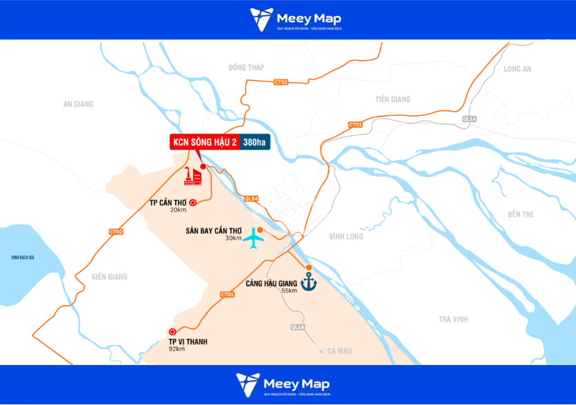Bản đồ Quy hoạch khu Công nghiệp Tỉnh Hậu Giang 5 Khu vực tập trung KCN tỉnh Hậu Giang